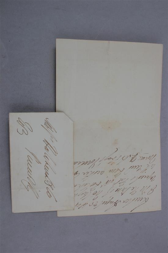 Wellington, Duke of - A handwritten letter to Hatchards,